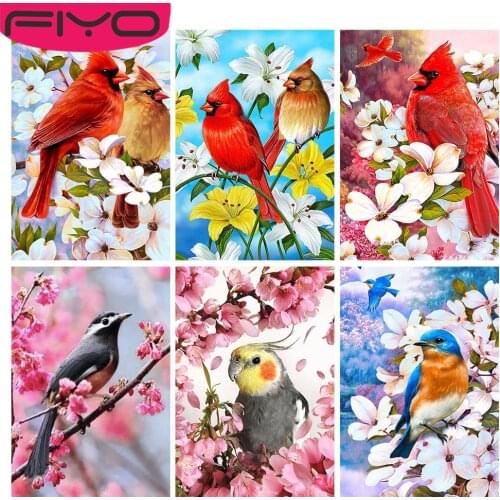 FIYO Diamond Painting Parrot Animal Rhinestone Kit 5D Full Square Round Diamond Embroidery Bird Mosaic Flower Handmade Gift