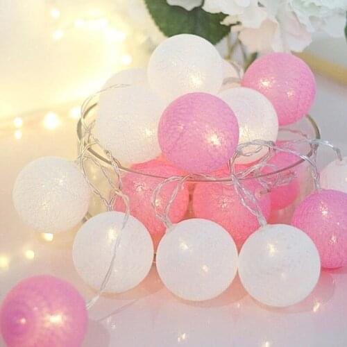 10/20/40 LED Cotton Ball Garland String Lights Christmas Fairy Light for Outdoor Holiday Wedding Party Home Christmas Decoration