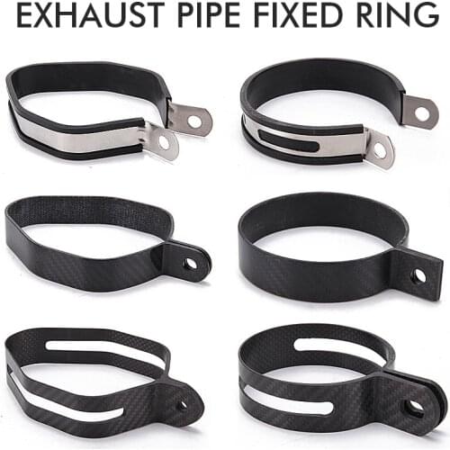 Motorcycle Exhaust Pipe Muffler Escape SC Moto Carbon Fiber Holder Clamp Fixed Ring Support Bracket Universal 90-140mm
