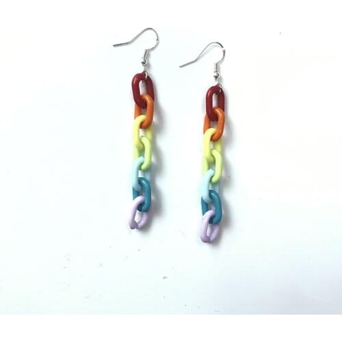 Ins style Acrylic Plastic Cable Chain Earrings Colorful Long Dangle Earrings for Women Girls Jewelry