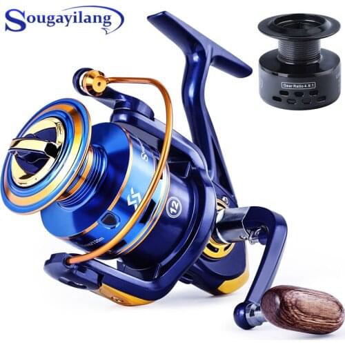 Sougayilang Spinning Fishing Reel Aluminum Alloy Spool 12BB 5.2:1 Light Weight Fishing Wheel for Bass Carp Fishing Boat Fishing