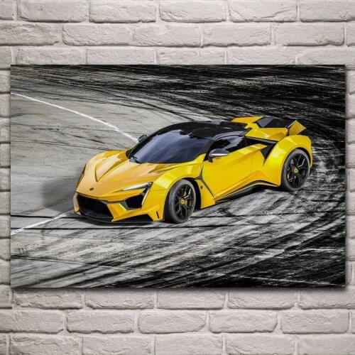 Cool yellow fenyr supersport car supecar posters on the wall picture home living room decoration for bedroom KH746