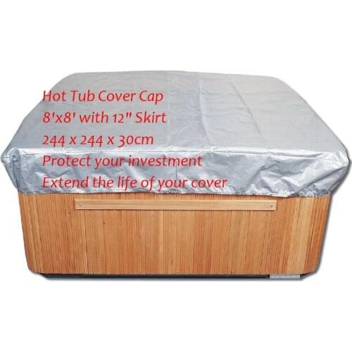 Hot Tub Cover Cap 8'x8' with 12" Skirt 244 x 244 x 30cm Protect your investment Extend the life of your cover