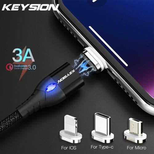 KEYSION 3A Magnetic USB Cable For iPhone Micro USB Type C Cable Fast Charging Magnet Charger Micro usb Cable For Samsung Xiaomi