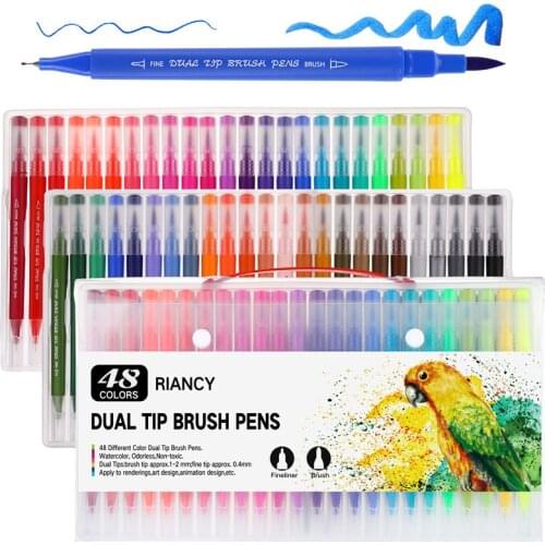 Watercolor Pen Brush Markers Dual Tip Fineliner Drawing for bullet Journal Art Markers 12 24 36 48 60 72 100 120 Colors Pens