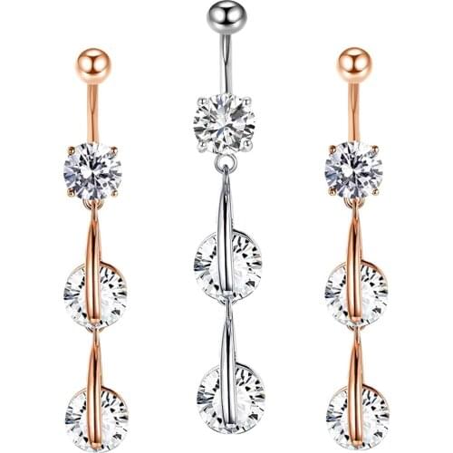 Fashion Zircon Navel Piercing Stainless Steel Belly Button Rings Body Jewelry for Women Wholesales Beach Jewelry