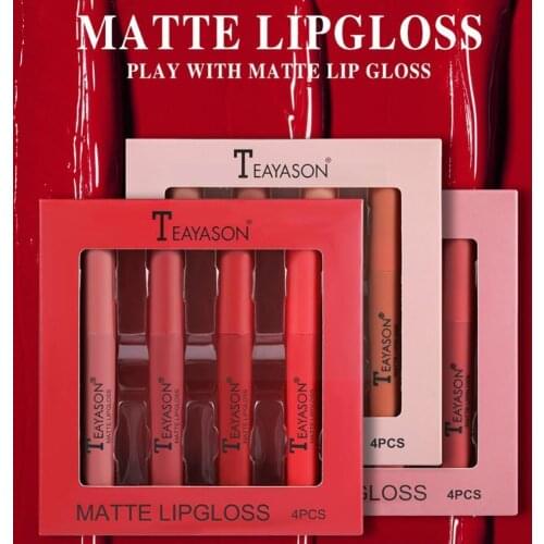 Velvet Matte Lipstick Set Lip Gloss Set Box Pumpkin Matte Fade Cup Does Not Non-stick Color A0I6