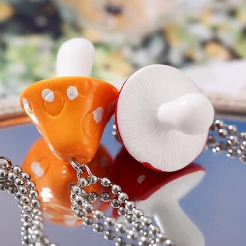 New Fashion Resin Cartoon Imitation Mushroom Pendant Necklace For Women Men Colorful Simple Cute Charm Necklaces Jewelry Gift
