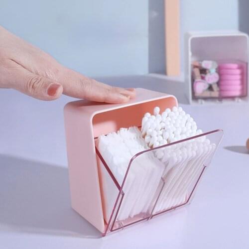 2pcs Cotton Pads Container Organizers Clear Plastic Cotton Swabs Makeup Sponges Storage Box Bathroom Hair Ties Hair Clips Box