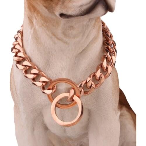 Pitbull French Dog Collar Necklace 19mm Stainless Steel Pet Dog Chain Metal Collar Training Collars for Small Middle Large Dogs