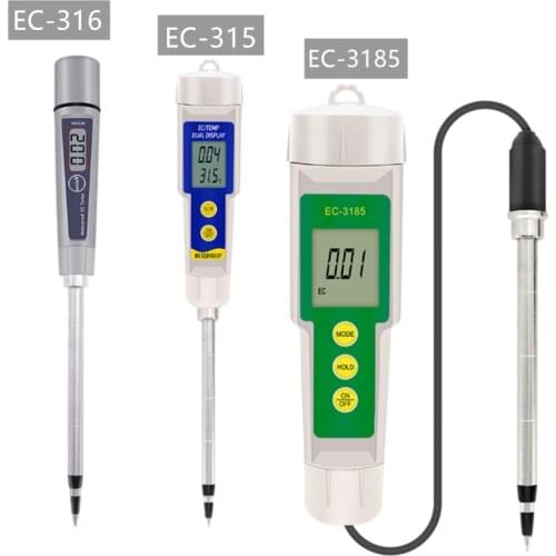 Soil Meter EC/TDS/CF Soil Tester Waterproof EC-3185/315 /316 Multi-Purpose Plant Soil Meter Conductivity Tester for Lab Aquarium