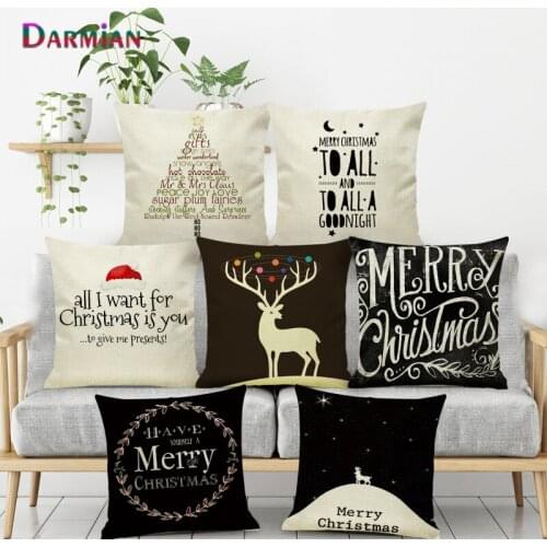 Christmas Festival Santa Claus Cushion Cover 45X45cm Happy Birthday Deer Pillow Cases Kids Gift Bedroom Sofa Decoration Dropship