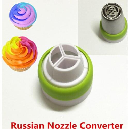 Russian Icing Piping Nozzle Converter Tri-color Cream Coupler Cake Decorating Tools For Cupcake Fondant Cookie 3Color Adaptor