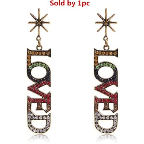 Pendientes Mujer Moda Fashion Jewelry Boys Love Yourself Tear Stud Earrings Brincos Rhinestone Kpop Stainless steel Earrings