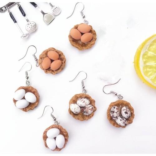 Funny Exaggerated Mini Vivid Egg Drop Earrings Female Creative Handmade Food Earring Girl Unique Jewelry Personality Accessories