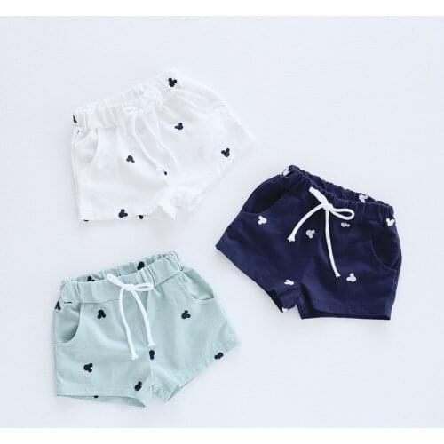 Boy and girl Private cotton slacks the new 2017 children cartoon embroidered water washing cotton shorts in summer