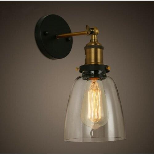 Modern DIY Loft Industrial Vintage Wall Lamp Glass Lamp Shade Light for Bar Coffee Decor Lighting Fixture LED Suspension WA097