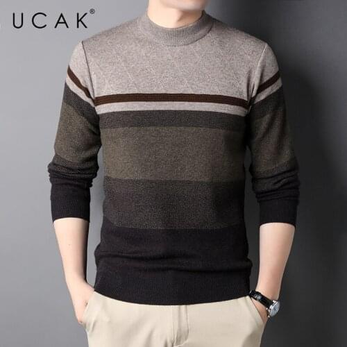 UCAK Brand Casual Sweater Men Clothing New Arrival O-Neck Striped Streetwear Sweater Pull Homme Autumn Winter Pullover U1323