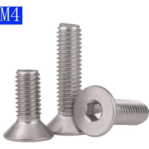 4mm M4 x 0.7 304 Stainless Steel FLAT HEAD Socket Screws Bolt Countersunk DIN 7991 Hex Socket screw A2 - 70