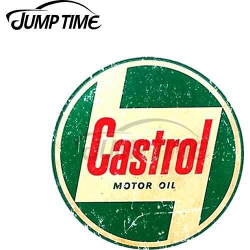 Jump Time 13 x 13cm For Castrol Motor Oil Retro Sign Fashion Occlusion Scratchcar Decals Waterproof Windshield Car Sticker