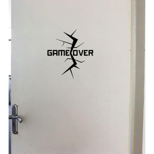 YOJA 22.9*25CM GAME OVER Gamer Room Words Mural Wall Sticker Home Door Decor D1-0095