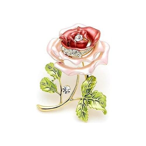 Bouquets 4 color Crystal Broches Women Broaches Enamel Rhinestone Bijoux Flower Brooch rose flower Lapel Pins X1454