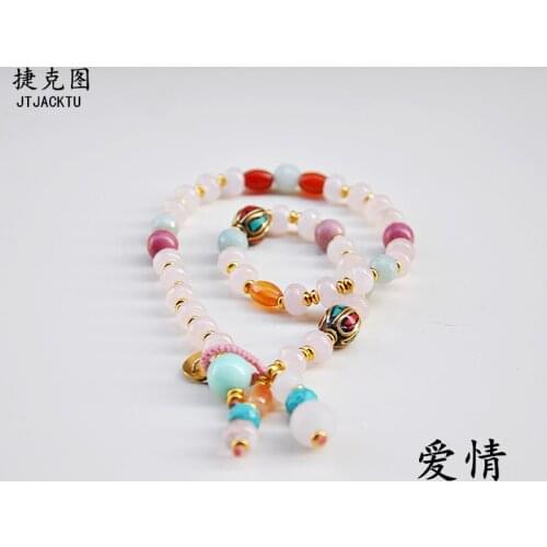 Pink stone mix amazonite beads pink bracelet for woman