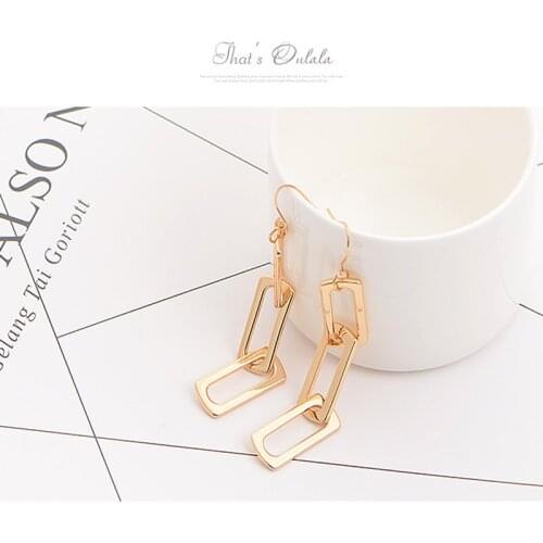 1Pair Bohemia Statement Metal Chain Rectangular Geometry Stud Earrings For Women Party Y2k Jewelry Gifts Wholesale
