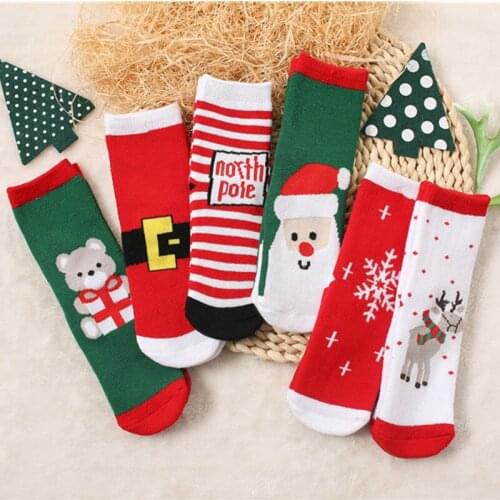 1 Pair Cotton Winter Autumn Boys Girls Baby Socks Children Terry Snowflake Elk Santa Claus Christmas Gifts Bear Stuff for Kids