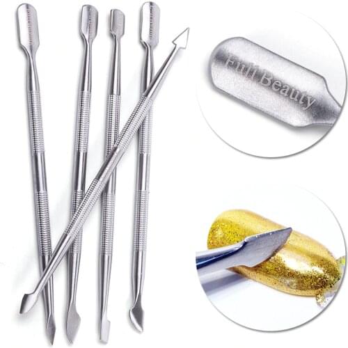 1pcs Cuticle Nail Pusher Spoon UV Gel Cuticle Remover Stainless Steel Nail Art Stick For Manicure Dead Skin Care Nail Tool JIA63