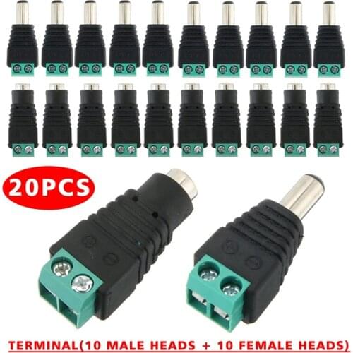 10 Pair 20pcs Male & Female 5.5mm x 2.1mm DC Power Connector Power Jack Plug 12V DC Power Connector For Electronic Products