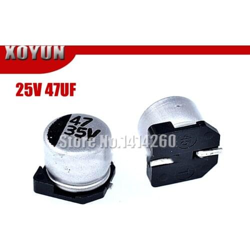 10PCS Electrolytic capacitor 25V47UF 6*5mm SMD aluminum electrolytic capacitor 47uf 25v
