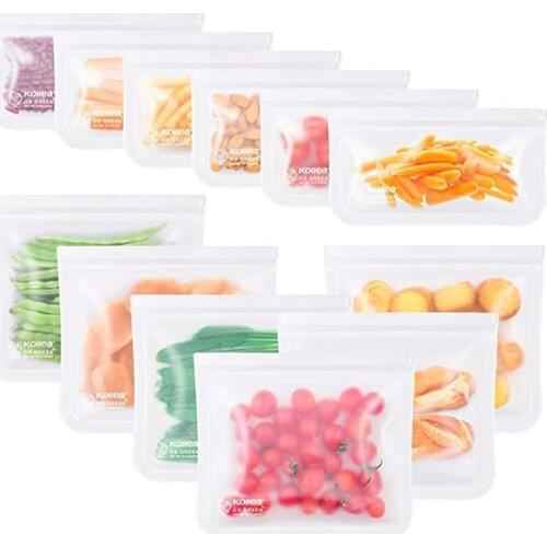 12 pcs/set Self-sealing food preservation bag PEVA Refrigerator sealed freezer bag Durable Pet food Liquid food