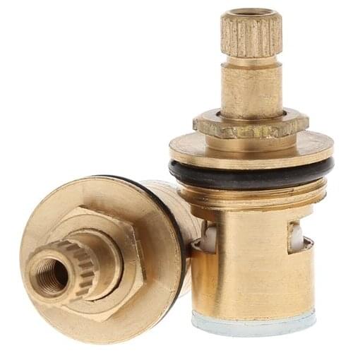 2 Pcs Faucet Replacement Brass 1/4 Turn G1/2" Ceramic Disc Cartridge Hot Cold Tap Valve
