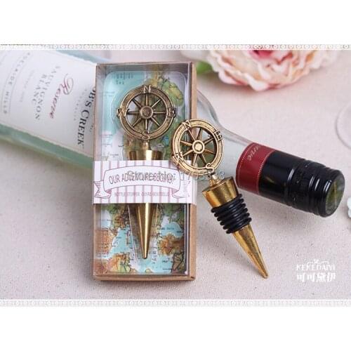 2016 New Charming Wedding favors and gifts of "Our Adventure Begins"compass wine bottle stopper Party favors for wedding