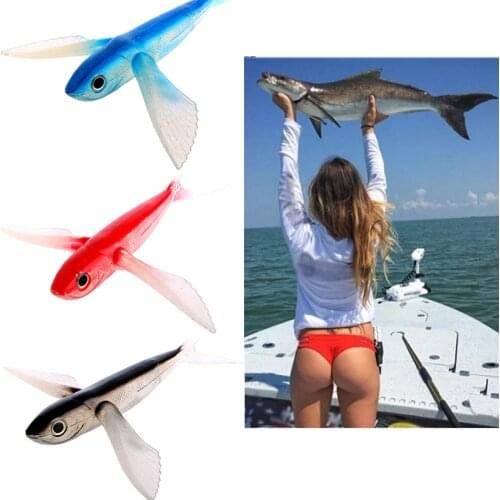 21cm 124g Bionic Flying Fish Artificial Fishing Lure Seawater Bait Boat Trolling Tuna Mackerel Soft Baits Fishing Accessories