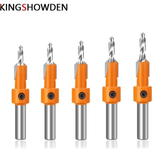 5pc 8mm Shank HSS Woodworking Countersink Router Bit Screw Extractor Remon Demolition for Wood Milling Cutter