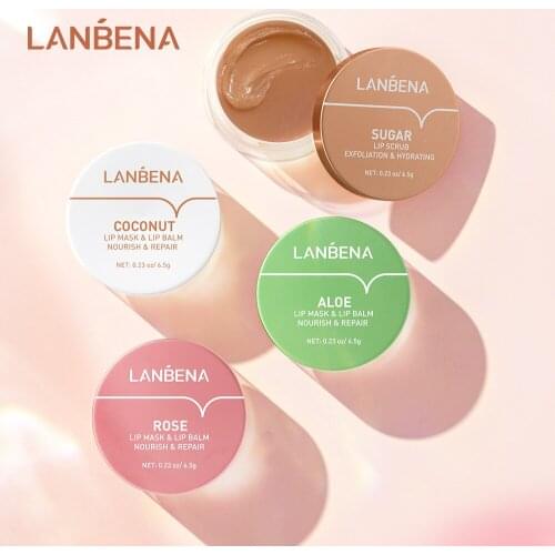 6.5g LANBENA Rose/Brown Sugar Scrub/Coconut Oil/Aloe Vera Lip Mask 4 Styles lip scrub lip cream exfoliante
