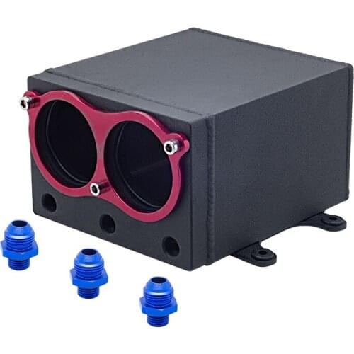 60mm dual port 044 pump use racing black Billet aluminium oil catch can fuel surge tank oct-1116a