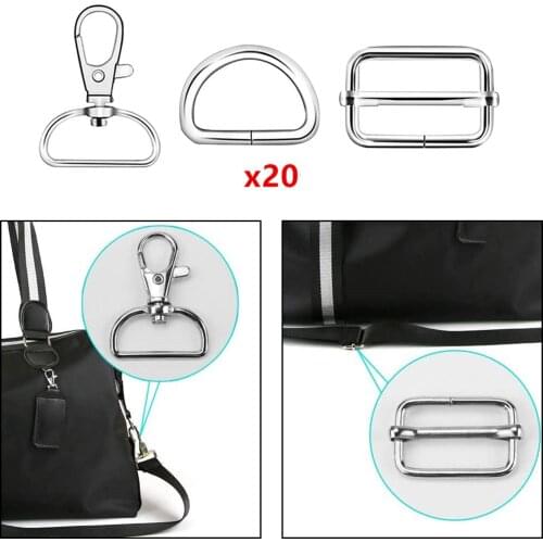 60pcs Key Chain Keychains Swivel Clasps D Ring Buckle DIY Keyring Straps