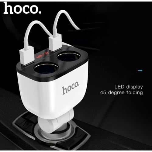 HOCO 3.1A Dual USB Car Charger LED Display 160W 2 Lighter Socket Fast Charge Car Charger Splitter Plug Power Adapter for Phone