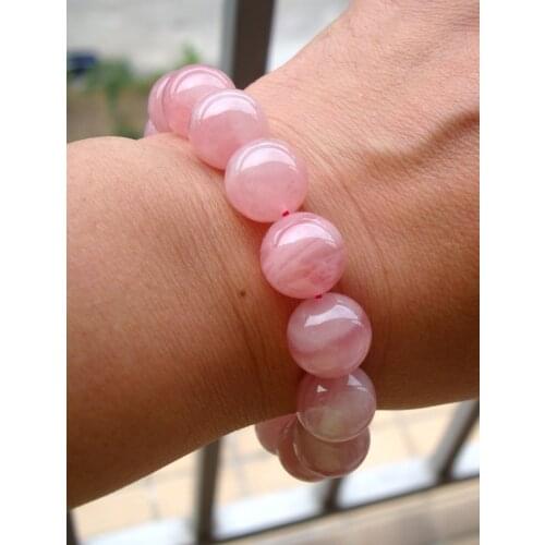 Free Shipping Natural Madagascar Rose Quartz Round Beads 13.5mm Stretch Bracelet Women Jewelry Accessories Weddings Gift