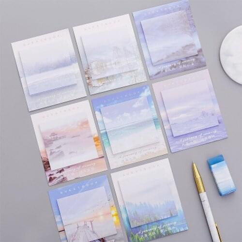 30 Sheets/pack Landscape Memo Pad Sticky Notes Bookmark Marker Memo Sticker Paper Student office Supplies