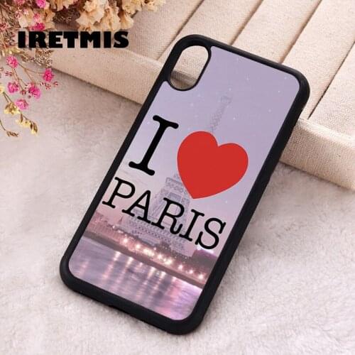 Iretmis 5 5S SE Phone Cover Case for iPhone 6 6S 7 8 Plus X Xs XR 11 12 Mini Pro Max Rubber I Love Paris Eiffel Tower Travel
