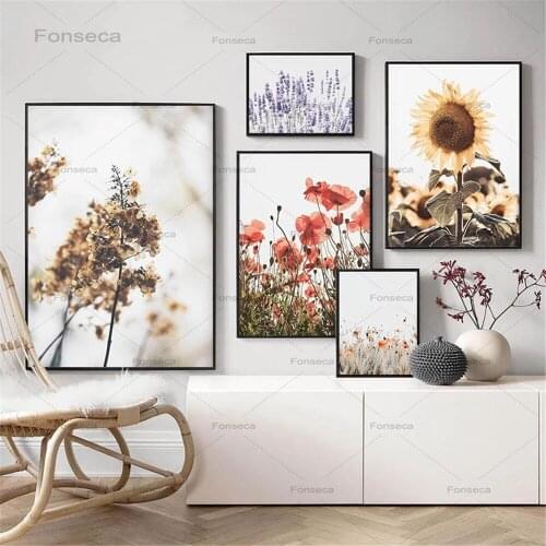 Flower Sunflower Botanical Canvas Art Poster Nordic Decorative Print Wild Weed Wall Painting Scandinavian Picture Home Decor