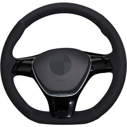 Car Steering Wheel Cover Black Genuine Leather Suede For Volkswagen VW Golf 7 Mk7 New Polo Jetta Passat B8 Tiguan Sharan