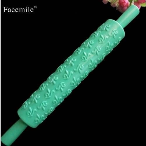 Fondant Ribbon Stripe Bow Cutter Roller Pin Leaves Embosser Decorating Cake Paste Dough Plastic Baking Tools 04005 Gift