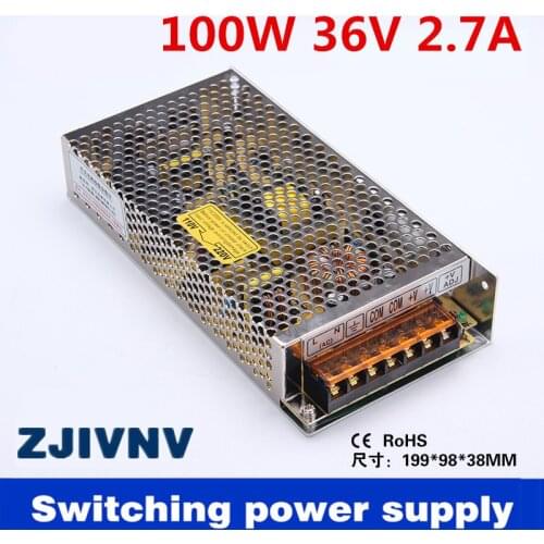 AC/DC power supply 36V 100w 2.7A Single Output Switching power supply for LED Strip light 36v transformer (S-100-36)