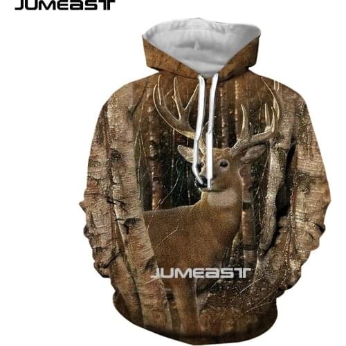 Jumeast Brand Men/Women 3D Printed Sweatshirt Hunting Deer Camouflage Long Sleeve Cap Hoody Sport Pullover Hoodies