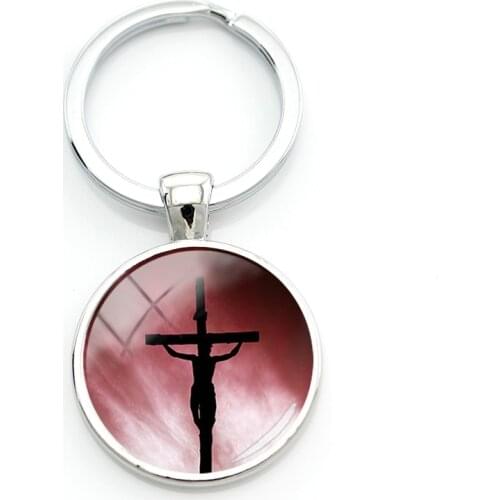 Jesus And Cross Dark Photos Key Rings New Arrival Pilgrim Believer Metal Glass Keyholders For Good Friday 1PCS